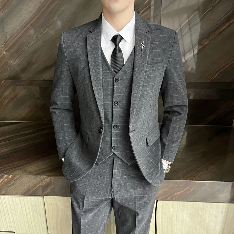 男士商务休闲西服套装韩版修身新郎结婚礼服职业正装免烫西装外套