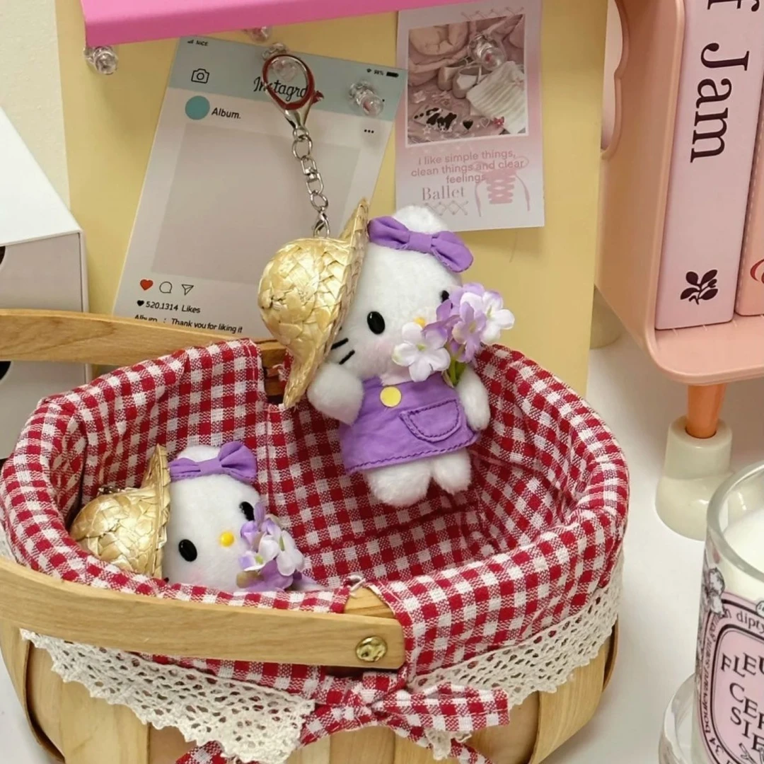 Kitty紫色薰衣草包包小众钥匙扣书包kt挂件六一hellokitty娃娃