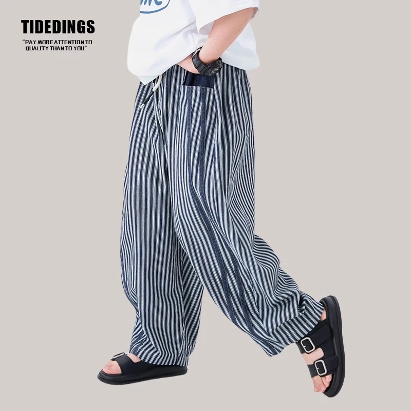 2025新款男童凉感防蚊裤夏季中大童帅气条纹裤薄款儿童休闲运动裤