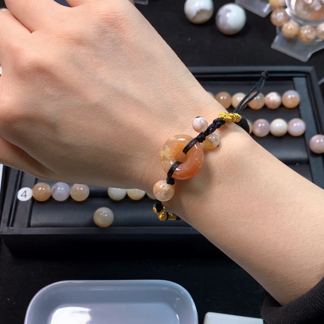 玛瑙/玉髓项圈未镶嵌手工编绳甜甜圈