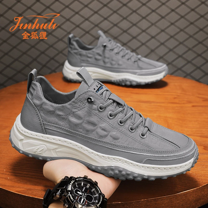 金狐狸男鞋2025新款时尚潮流简约休闲鞋百搭男士户外舒适跑步运动