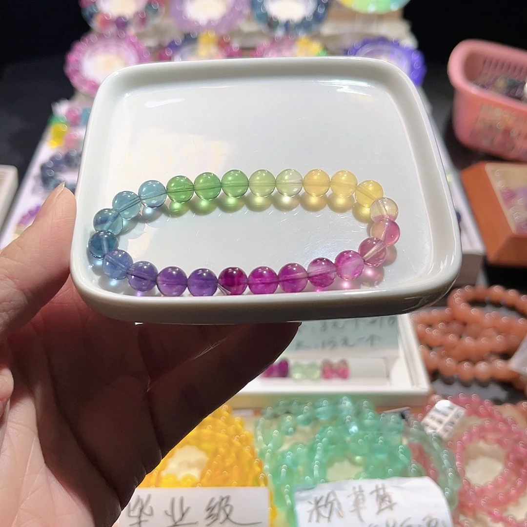 萤石手链未镶嵌彩虹渐变7加