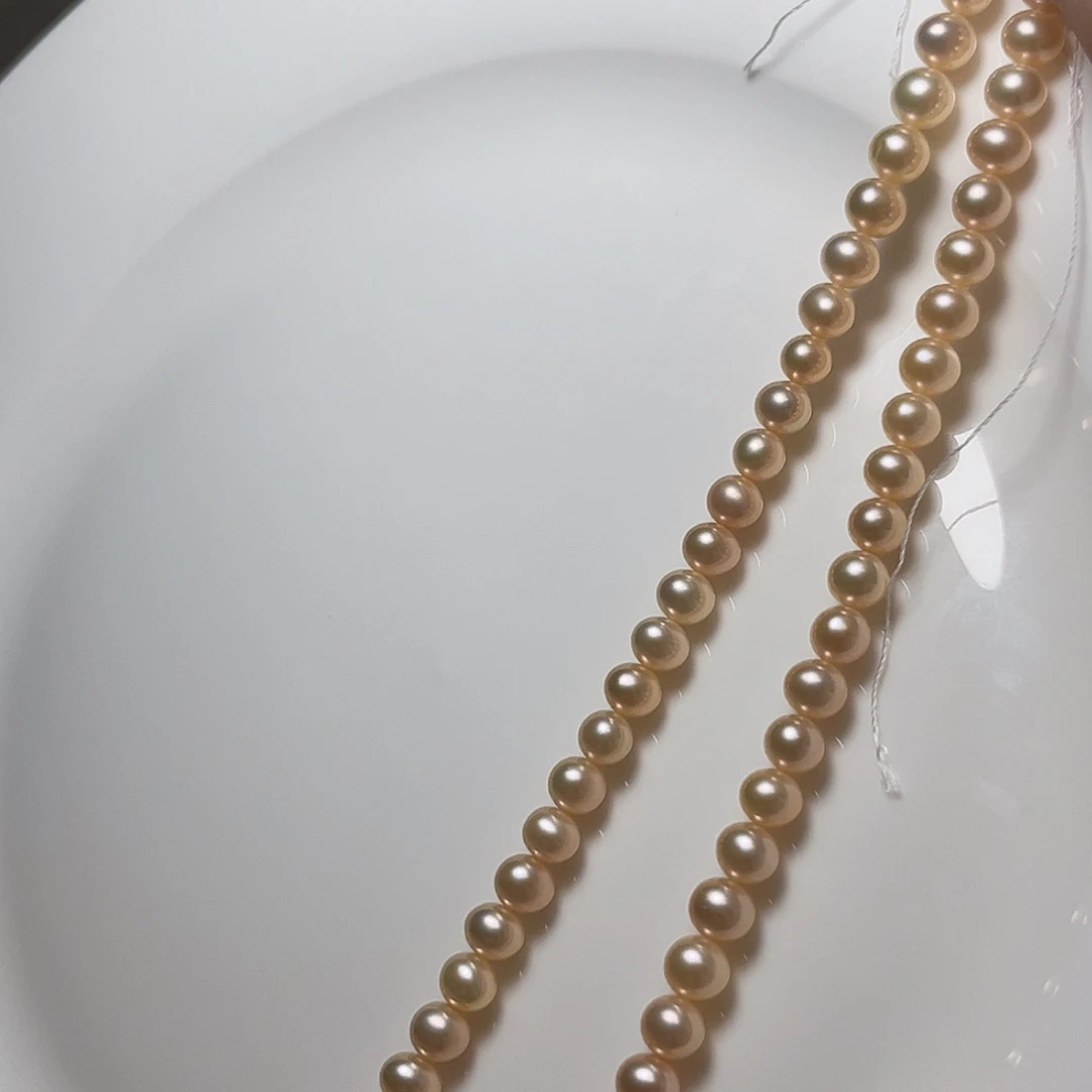 未镶嵌淡水珍珠颈饰6.6左右香槟金近正圆肉眼无暇镜面光