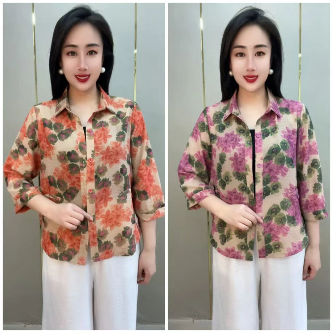 2565款大花分袖开衫