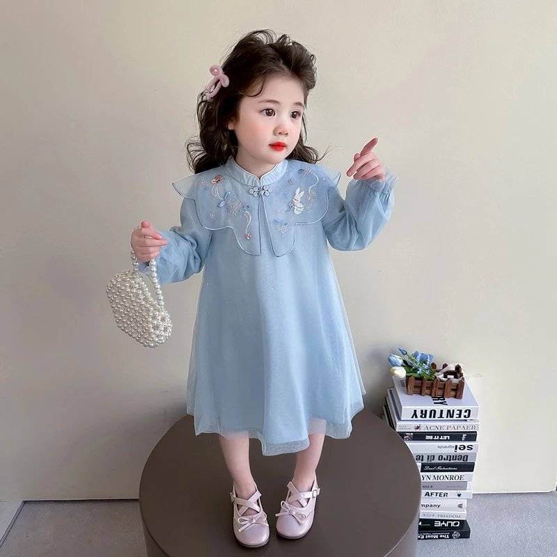 女童新中式连衣裙2025新款儿童春秋装中国风洋气女宝宝春季公主裙