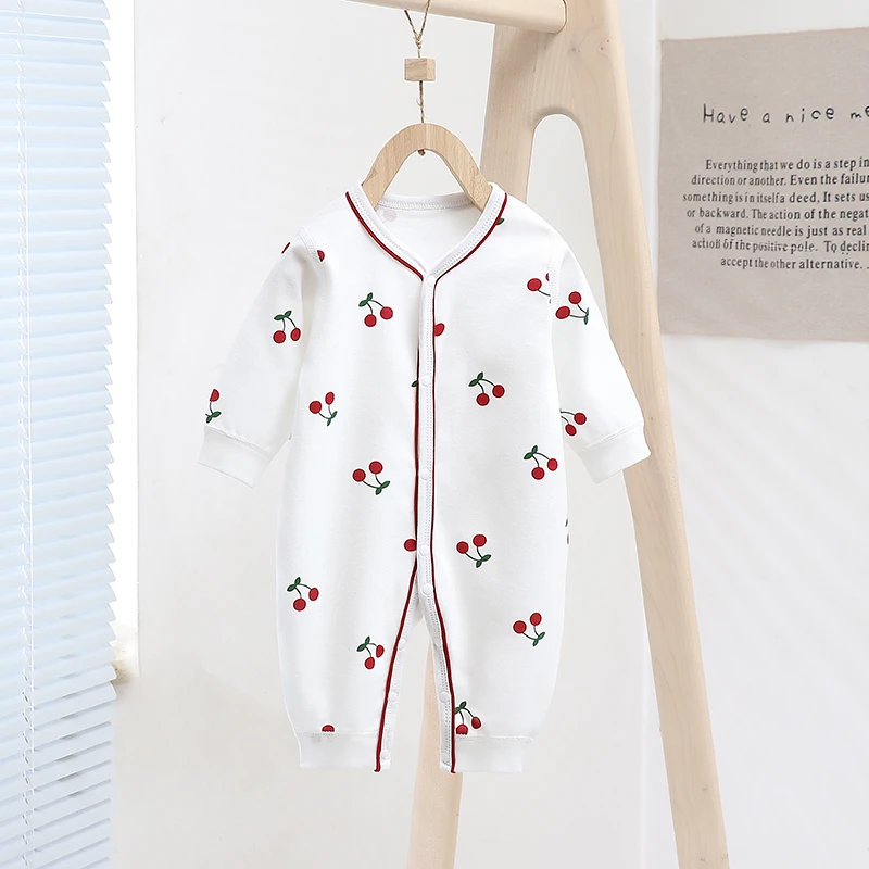 樱桃 婴儿衣服纯棉春秋冬款宝宝连体衣无骨连体衣新生儿秋装哈衣