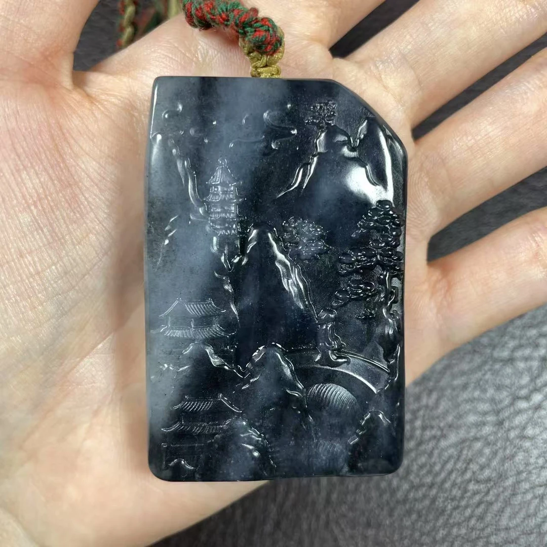 A031和田玉若羌青花山水牌20250723w