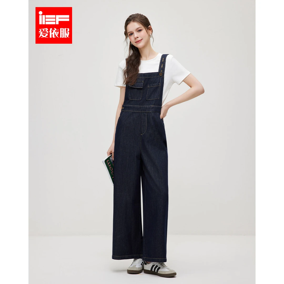 IEF/爱依服时尚套装2025春季新款韩版简约慵懒风背带裤套装欧若风