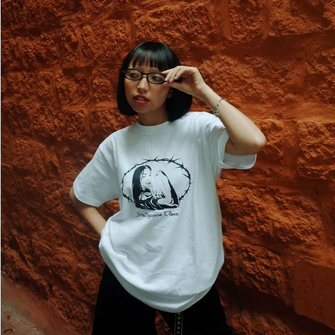 西藏甜心白色tee纯棉夏季宽松休闲