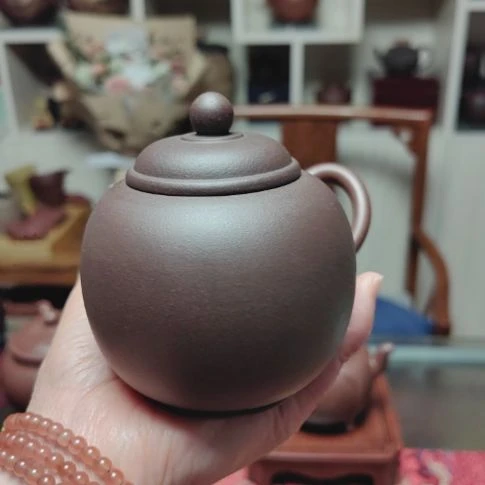 茶杯紫砂天**心壶加茶叶罐手工制作2件