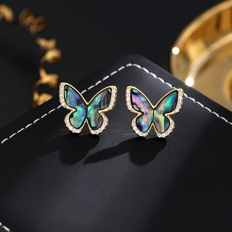 铜合金耳饰 《货号6933》经典梦幻炫彩蝴蝶耳饰