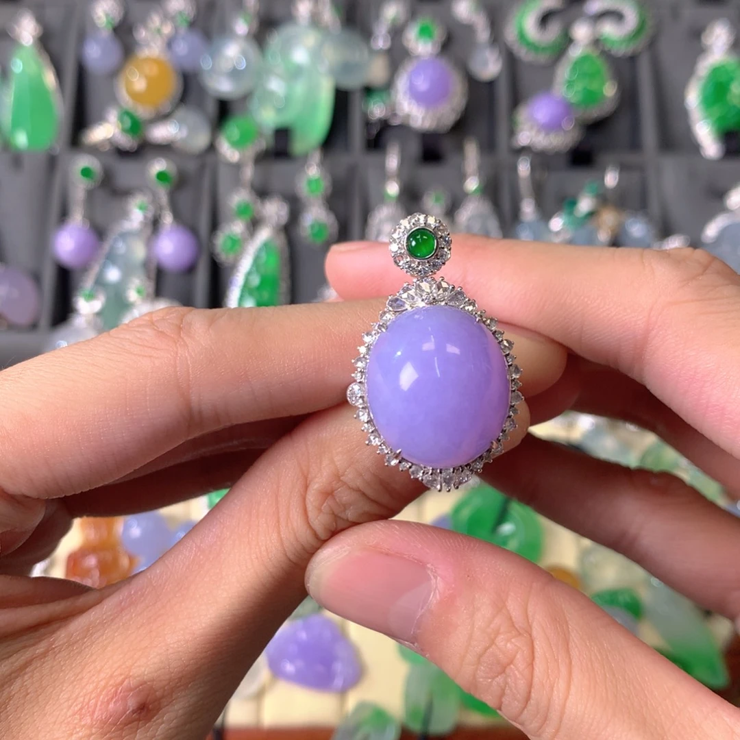 翡翠18K金镶嵌吊坠(不含链)