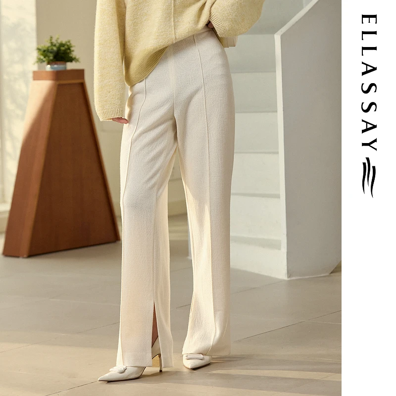 ELLASSAY歌力思2025秋季新款百搭通勤侧开衩休闲裤女EWB363K00500