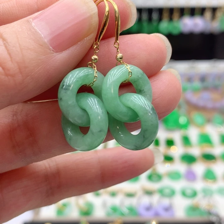 翡翠18K金镶嵌耳饰