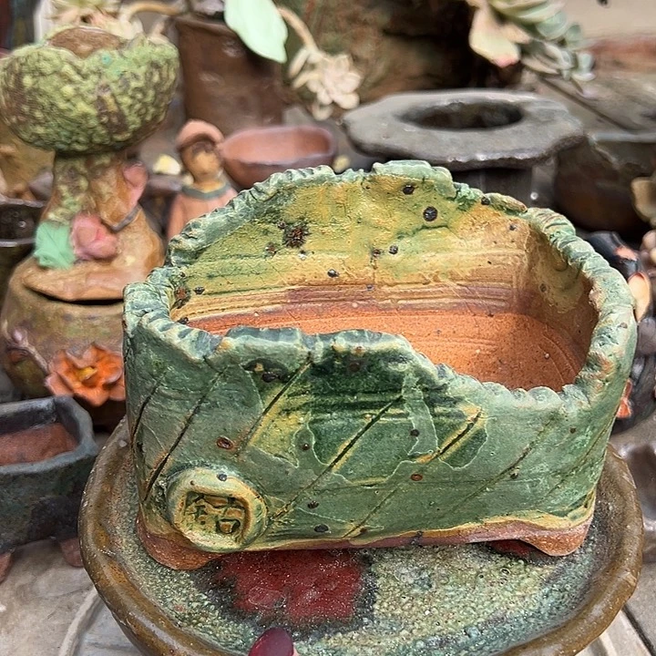 高温手工粗陶花盆