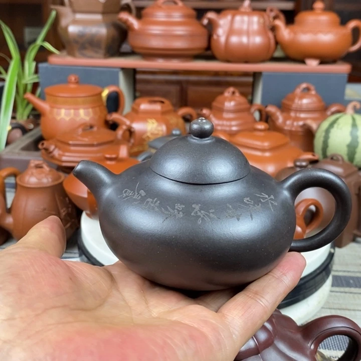 茶壶紫砂曼生玉乳260cc原生矿黑料