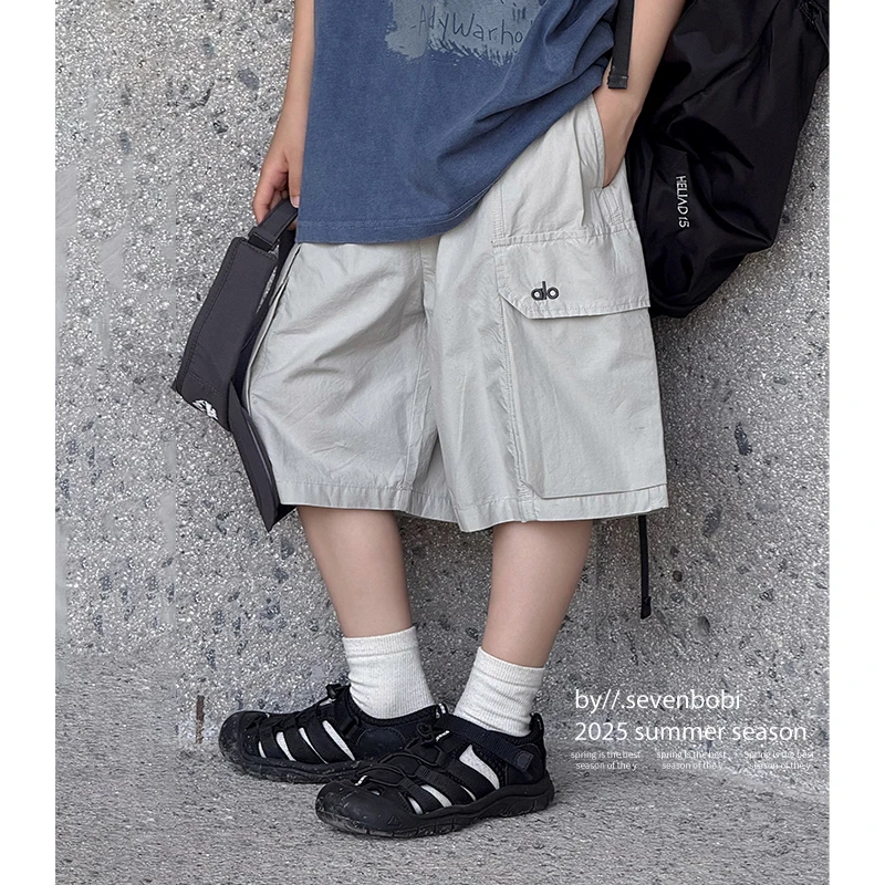 【现货】男童工装短裤2025新款夏季儿童帅气夏装裤子中大童五分裤