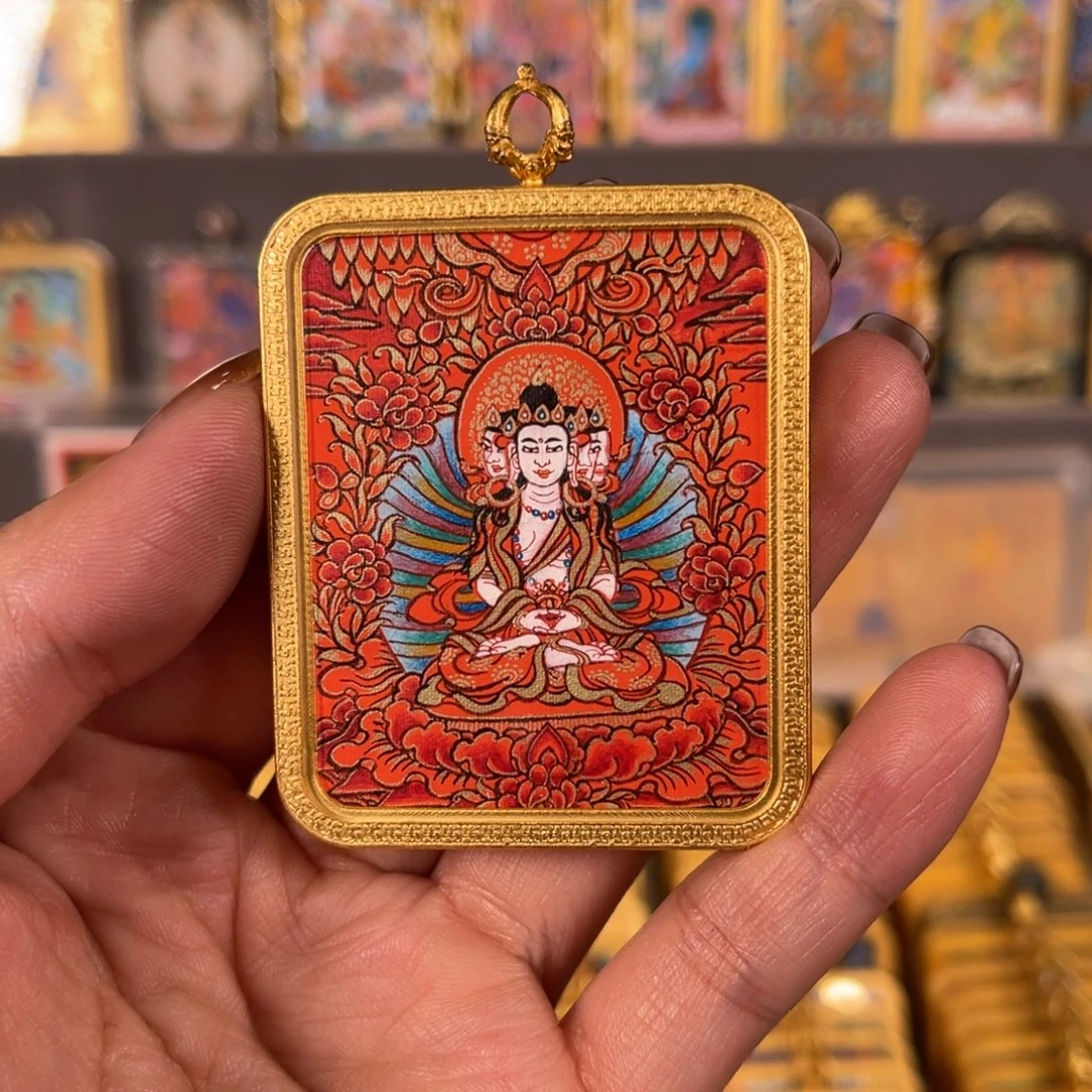 吊坠大日青海热贡唐卡