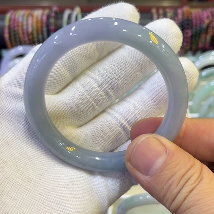 翡翠未镶嵌手镯天然缅甸翡翠紫罗兰圆条