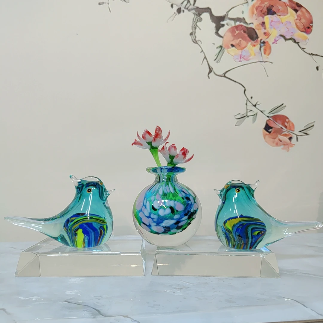 古法多彩琉璃花瓶摆件客厅插花家居卧室轻奢手工艺品乔迁新居装饰