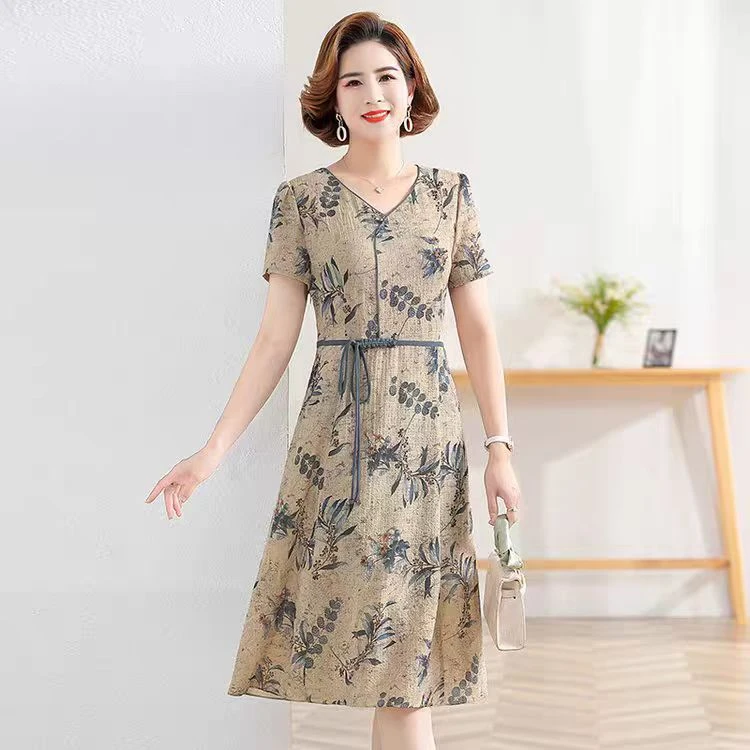 夏季时尚气质印花连衣裙S106
