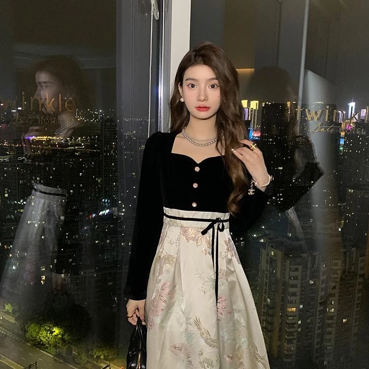 Meika-2024年原创新款显瘦收腰连衣裙-39646Q