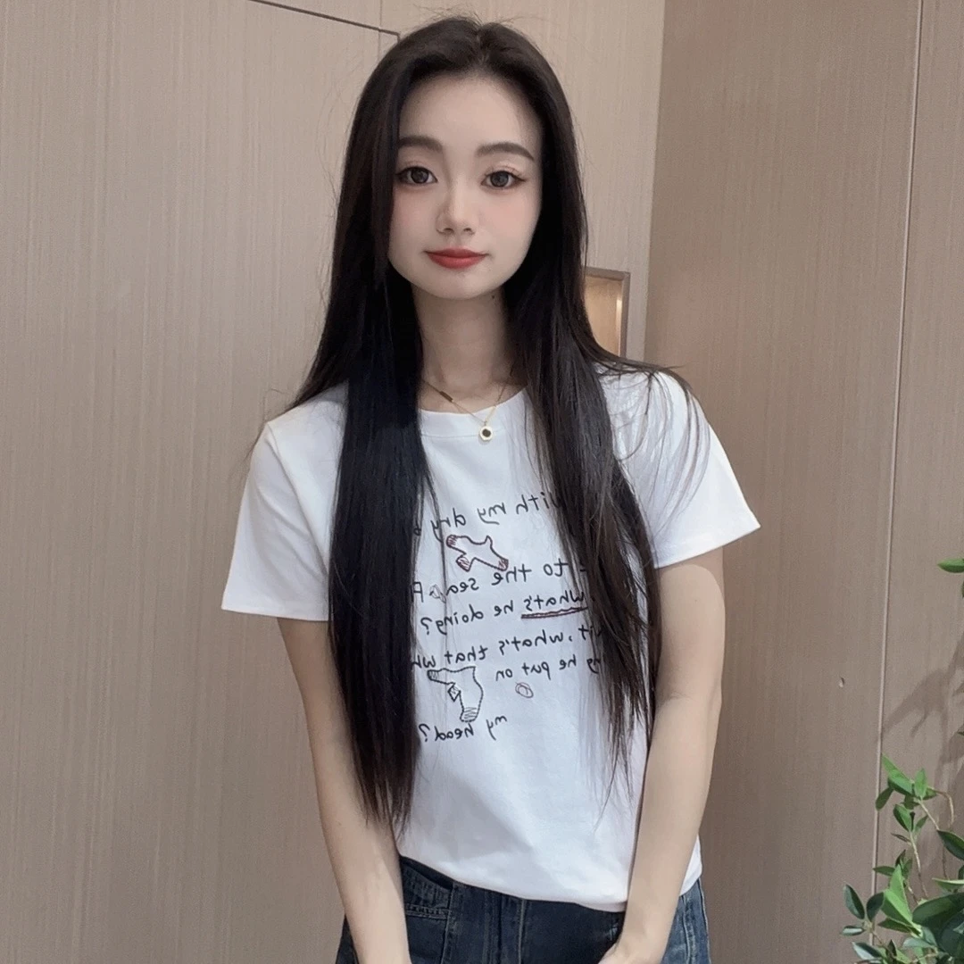 【念一家】2025春夏新款燕南飞韩版休闲显瘦正肩T恤上衣女短袖