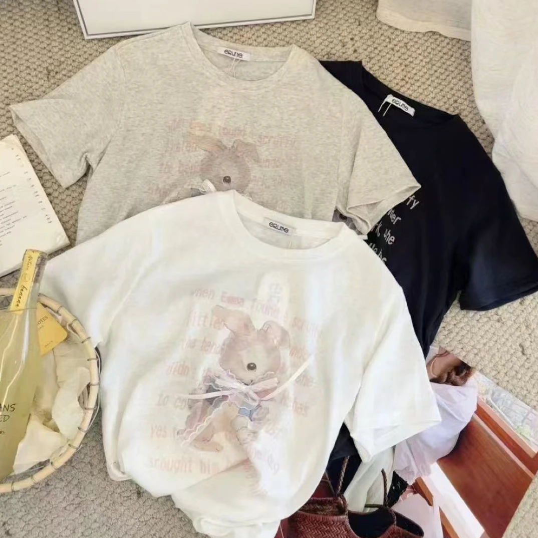 韩系蝴蝶结小兔子T恤