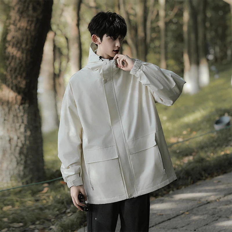 工装夹克冲锋衣连帽外套宽松男女-8910