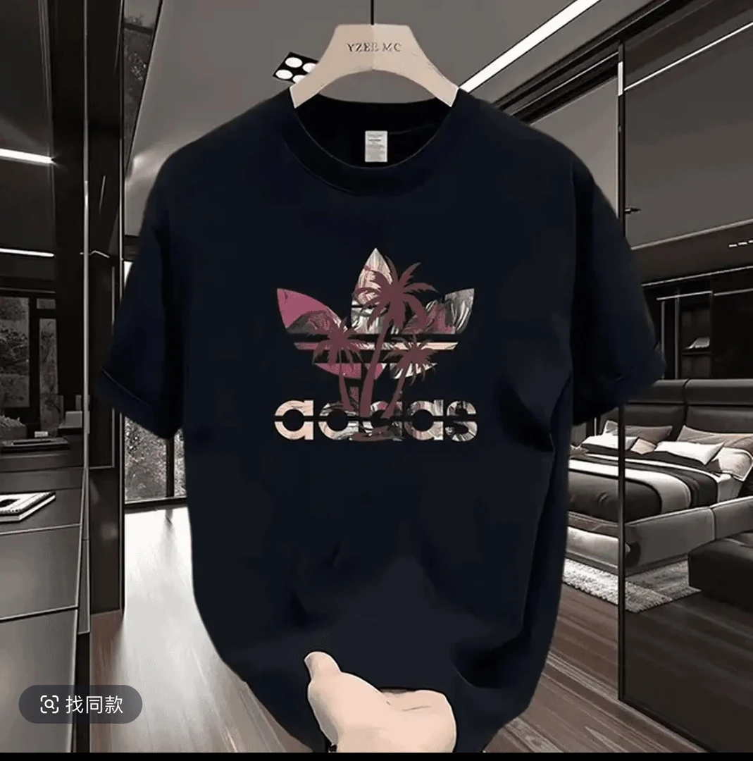 K【一折粉丝福利】夏季男女同款百搭时尚潮牌短袖T恤椰子树