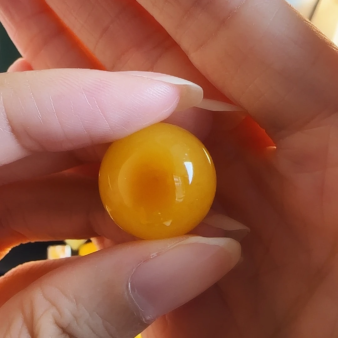 蜜蜡未镶嵌颈饰蜜蜡焦皮鸡油红圆珠18.1（微粉儿）