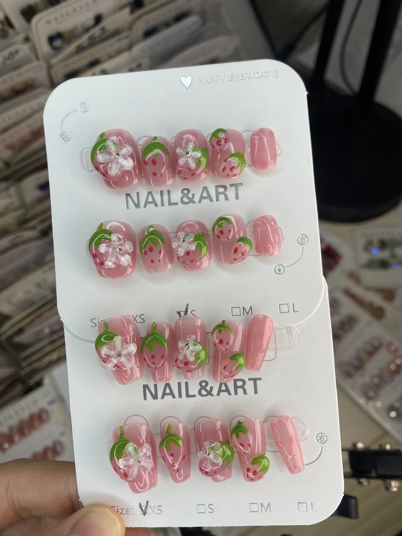 【草莓】手捏草莓果冻色冰透夏日款式穿戴甲