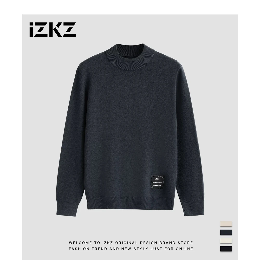 【宇泽】秋冬男士绵羊毛时尚纯色半高领毛衣简约百搭长袖SSM2023889