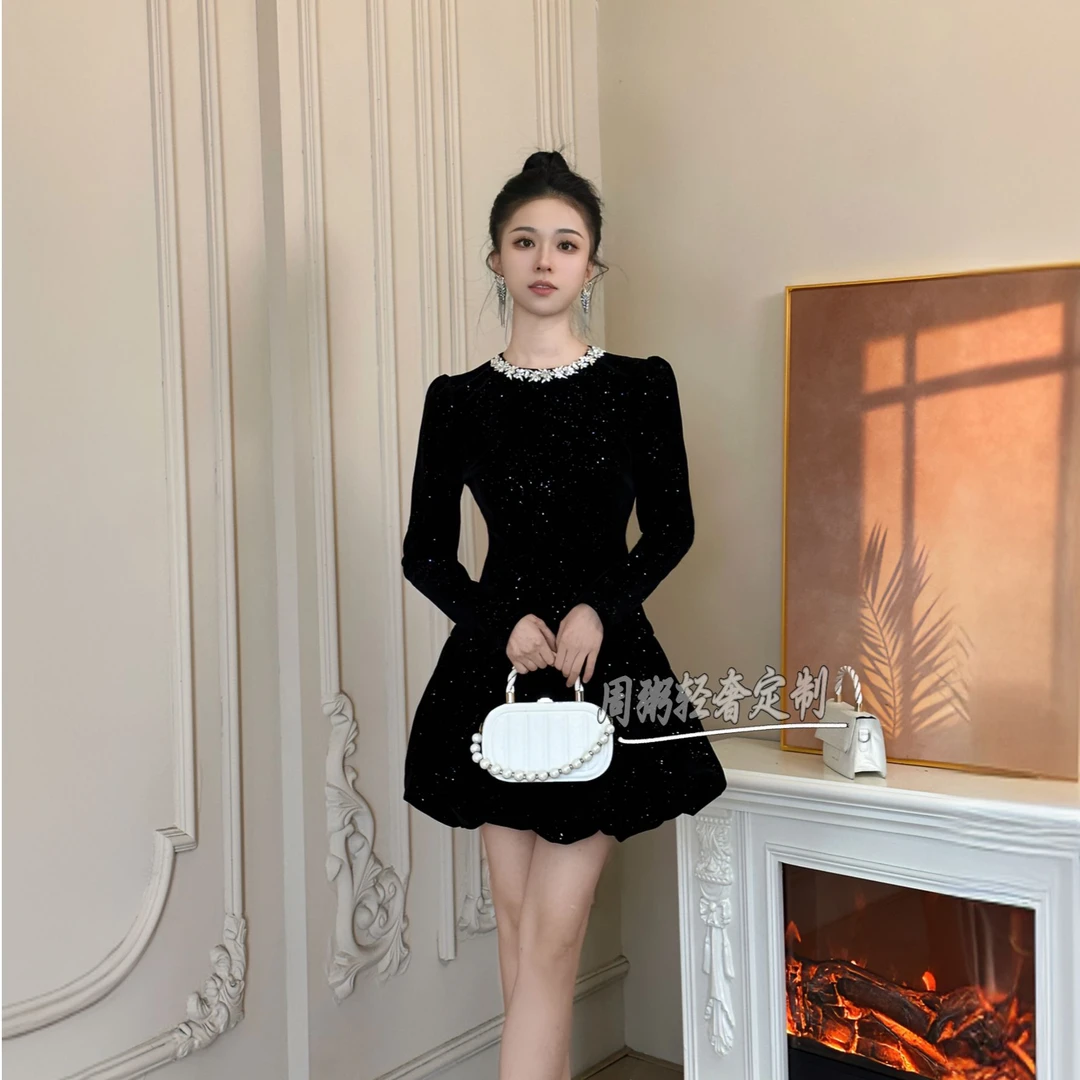 【周粥定制】原创设计定制时尚显瘦法式性感气质名媛连衣裙15342