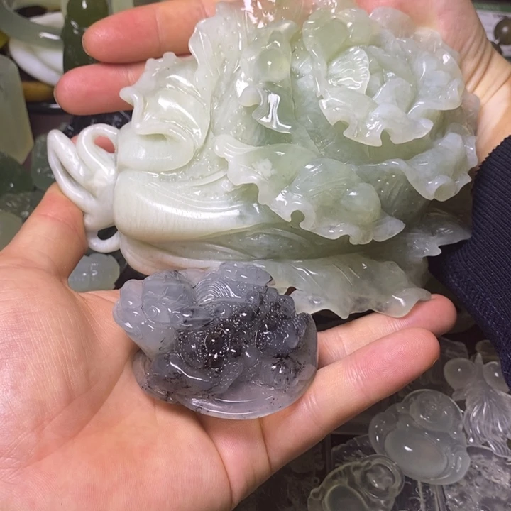 岫玉岫玉手把未镶嵌青****牧