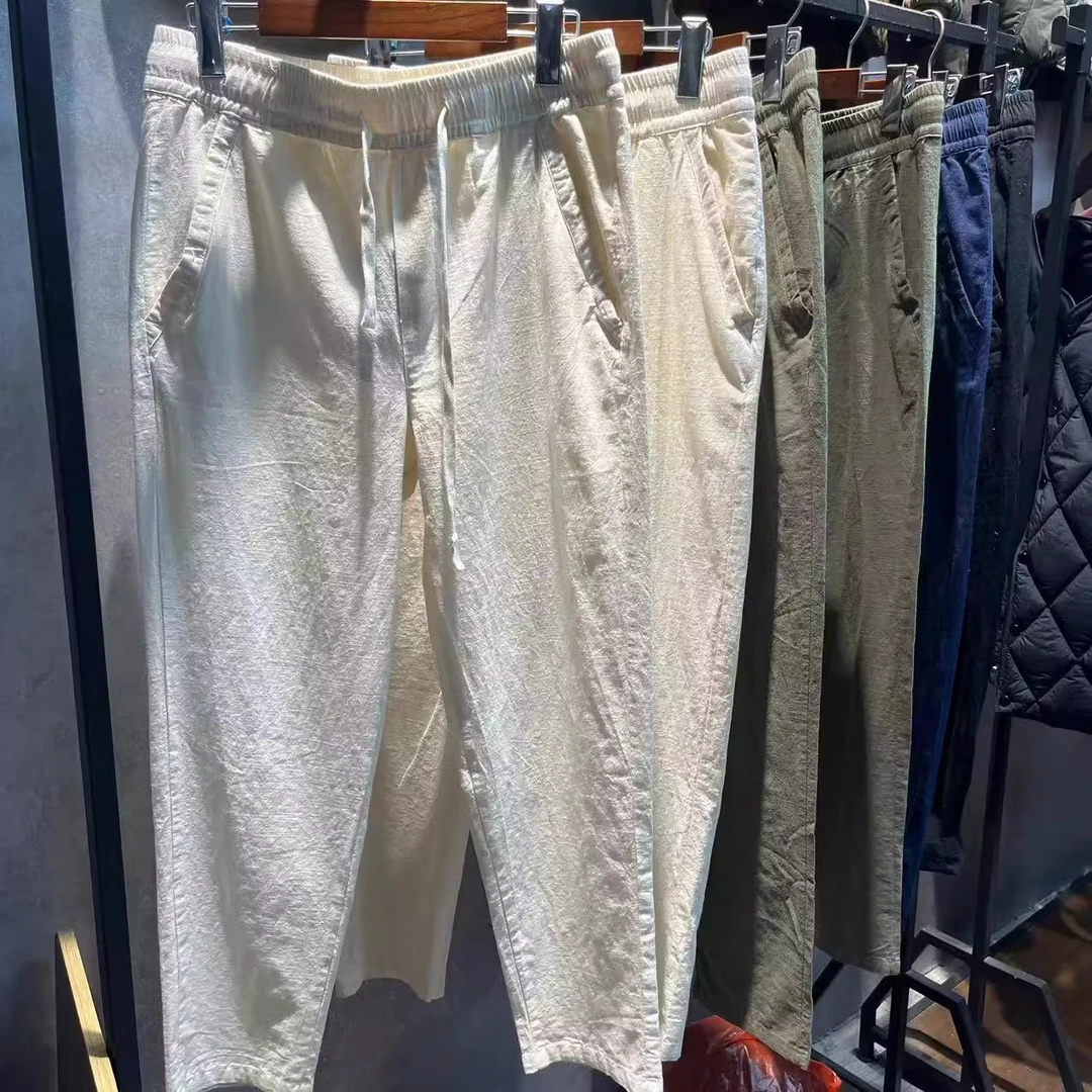 轻奢高端户外舒适面料透气排汗2025夏季男士松紧腰弹力直筒休闲裤