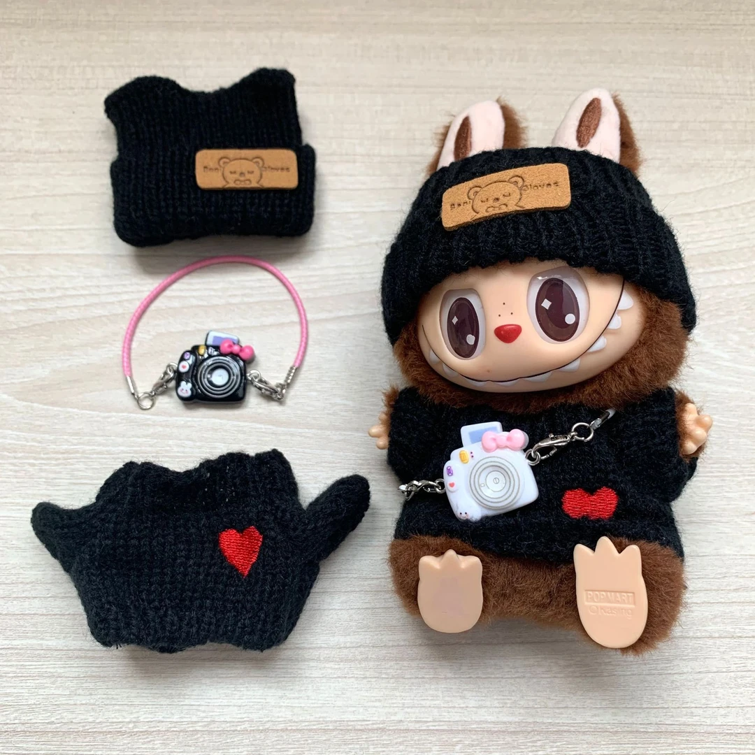 仅衣服】一二代挂件labubu衣服爱心毛衣套装拉布布着替