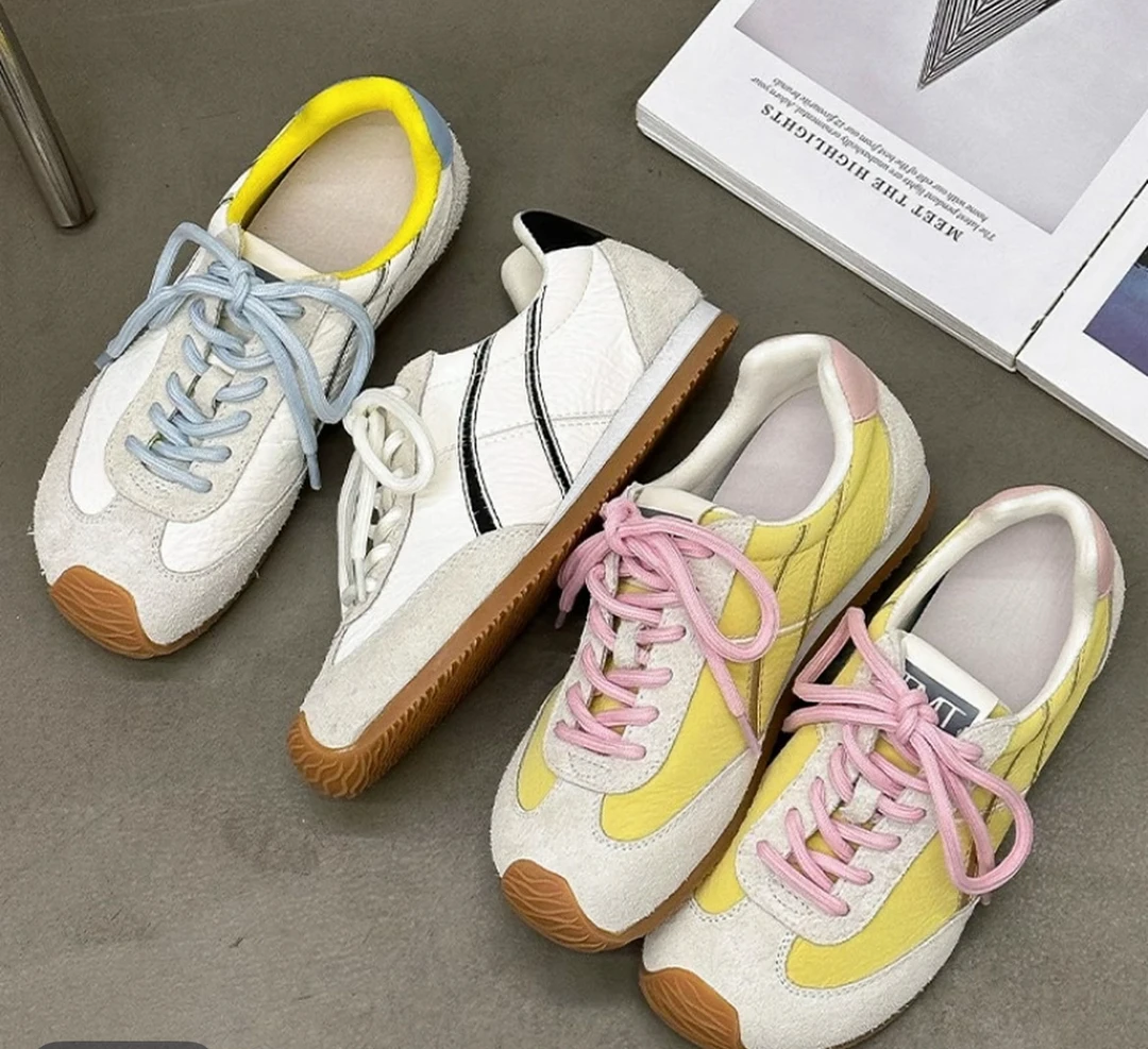 黑木李透气拼色运动时尚休闲鞋韩版复古低帮德训鞋拍一发二