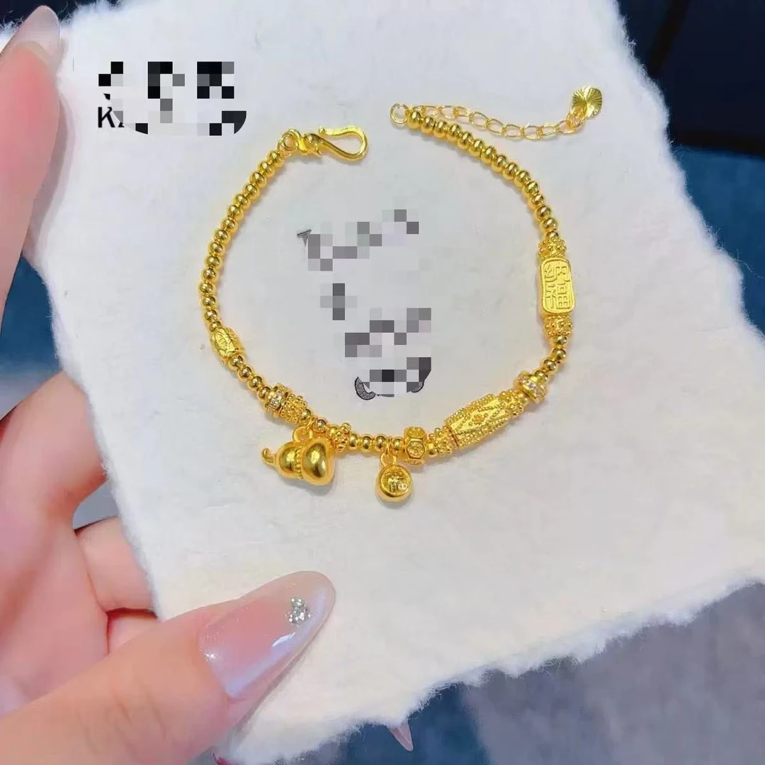 金潮生 高定精工K黄时尚百搭重工葫芦手链