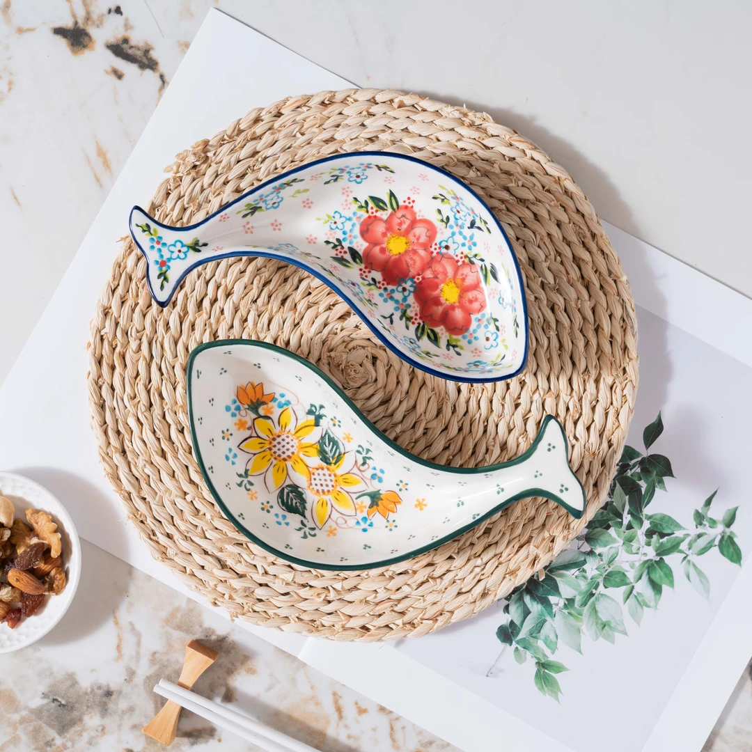 【SILESIA/出口原单】手绘黛玉/阳春白柳-年年有鱼小吃碟