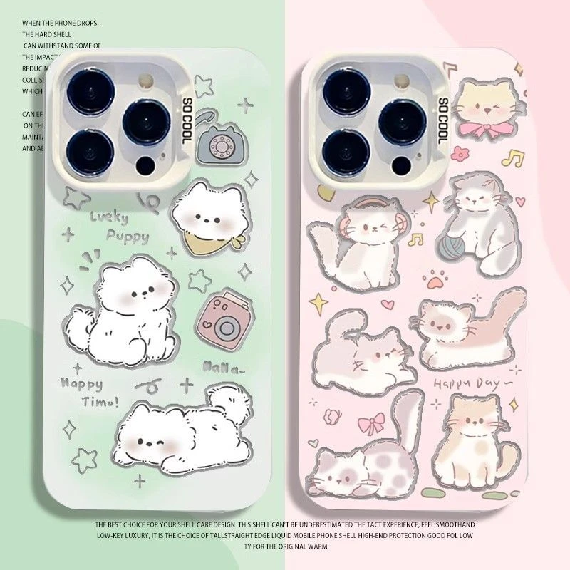 情侣猫狗适用苹果16promax手机壳iPhone16红米k70小米荣耀80VIVO