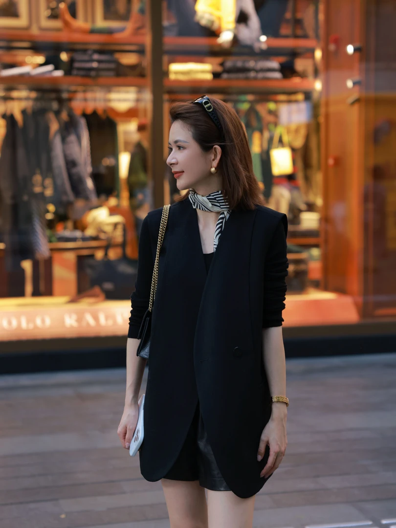 ANGELIAORIGINAL极简廓形 韩版慵懒风秋冬气质通勤马甲外套#800