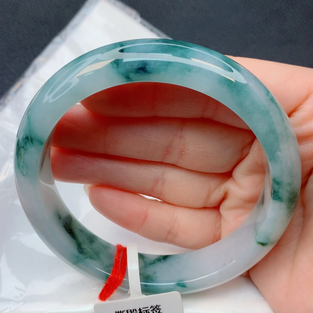 翡翠未镶嵌手镯59-60冰胶飘花
