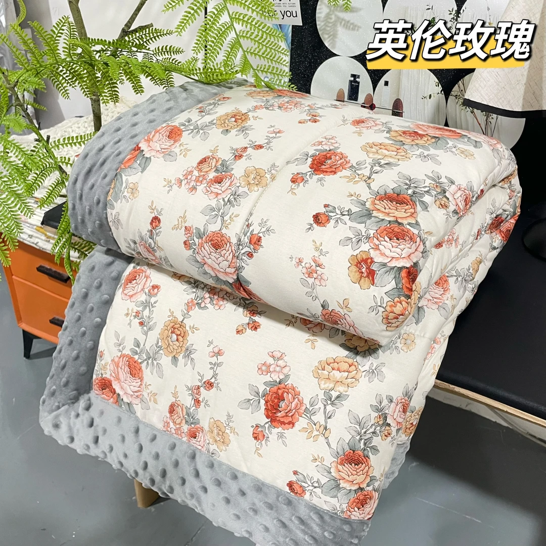 豆豆被A版纯棉B版婴儿豆豆绒被子被芯春秋被可机洗多功能盖毯盖被