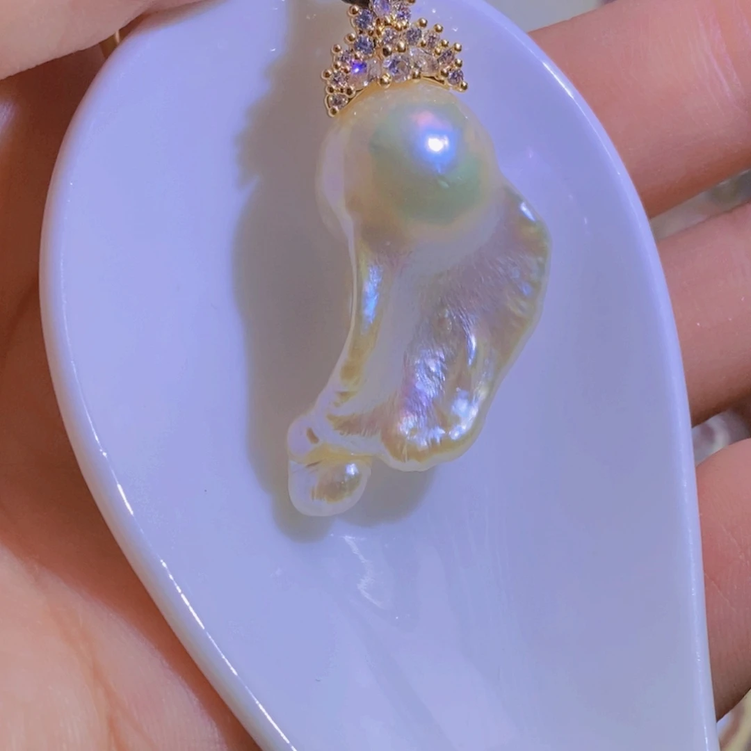 银S925镶嵌淡水珍珠微瑕