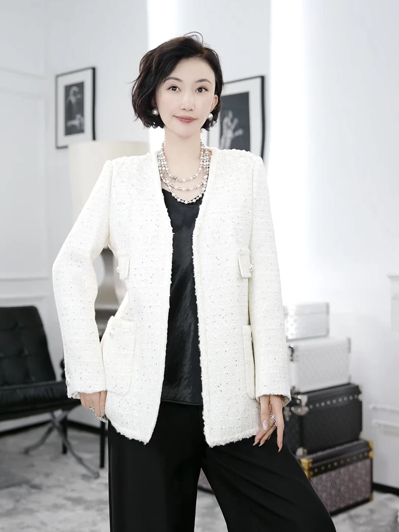 Betty Bairn【古巴伦幻夜-鹅绒】羊毛小香风羽绒服外套24B-BW7668