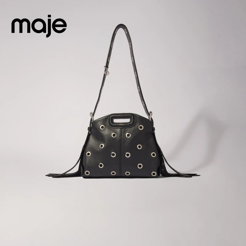 Maje新款女士通勤流苏黑色单肩手提斜挎包MFASA01089