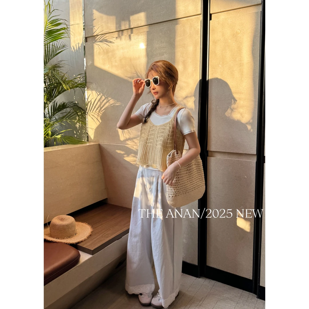 【ANAN】白桃气泡~早春新款休闲甜美针织吊带背心内搭两件套AN-K48