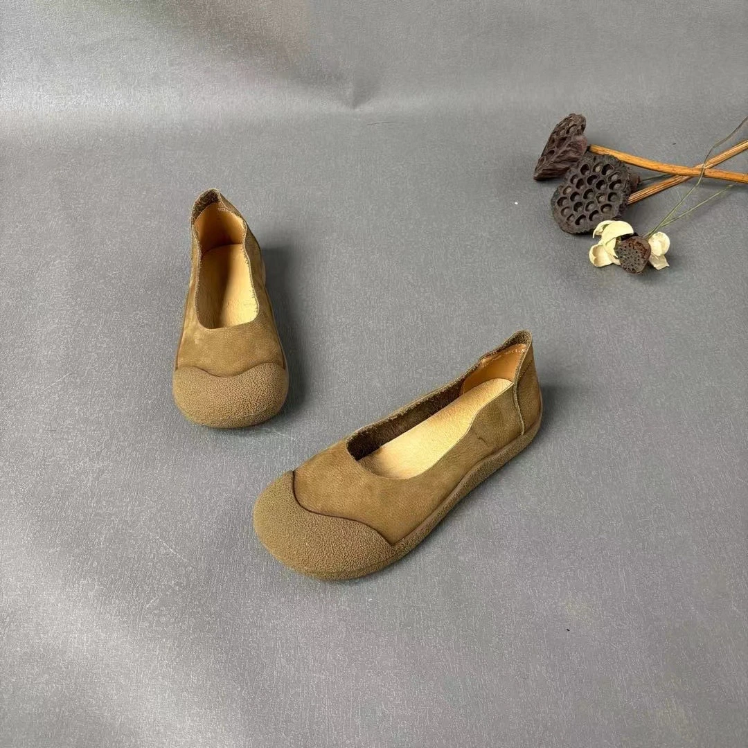 【冰冰一号店】复古手工牛皮软底浅口平底单鞋百搭 102724