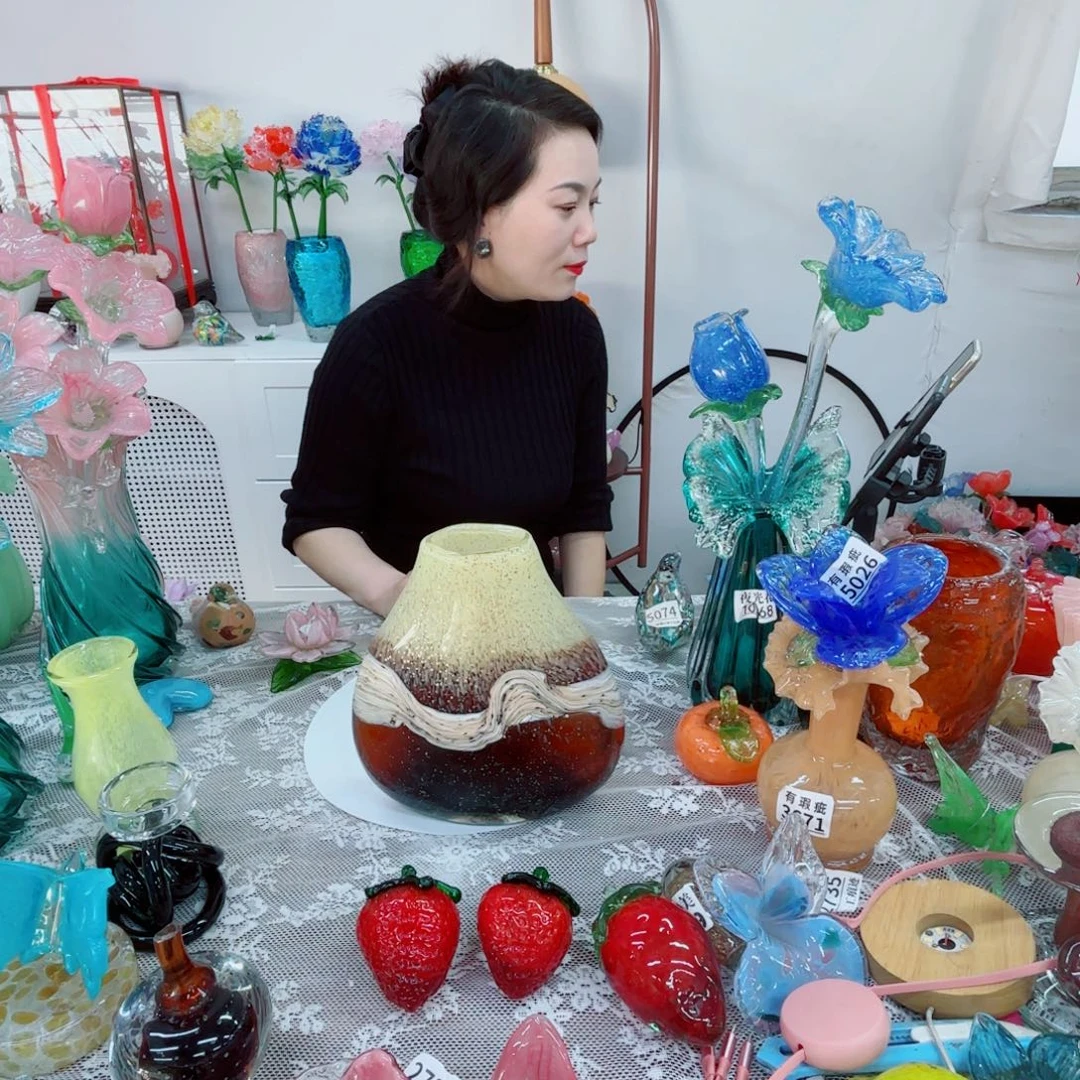 静***隐琉璃花瓶花器艺术品瑕疵